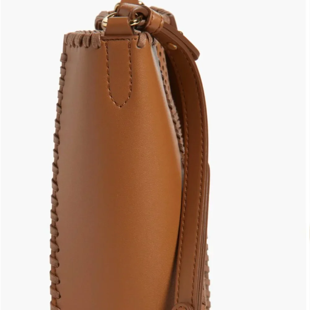 Stella McCartney Perforated Logo Faux Leather Crossbody Bag Cuoio Brown